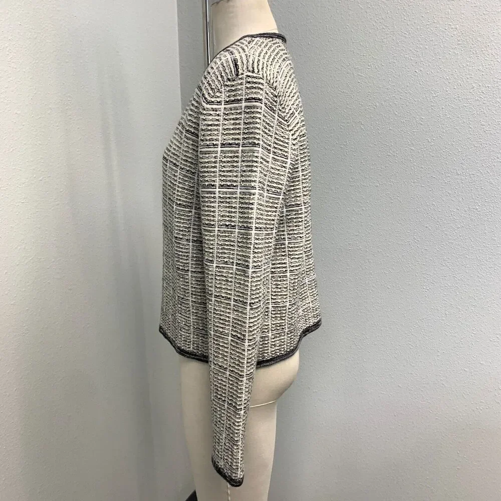 ELLE Boucle Knit Open Jacket Women's Medium Light Butter Yellow Multi - Picture 3 of 9